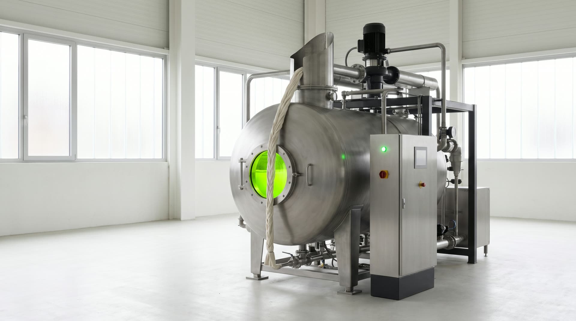 Dyeing — generated scene of the dyeing stage with machine-intelligence overlay